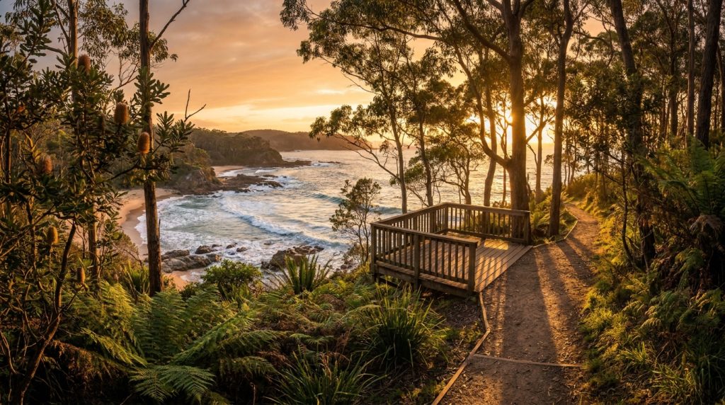 Natural landscape and walking trails near Batemans Bay, NSW